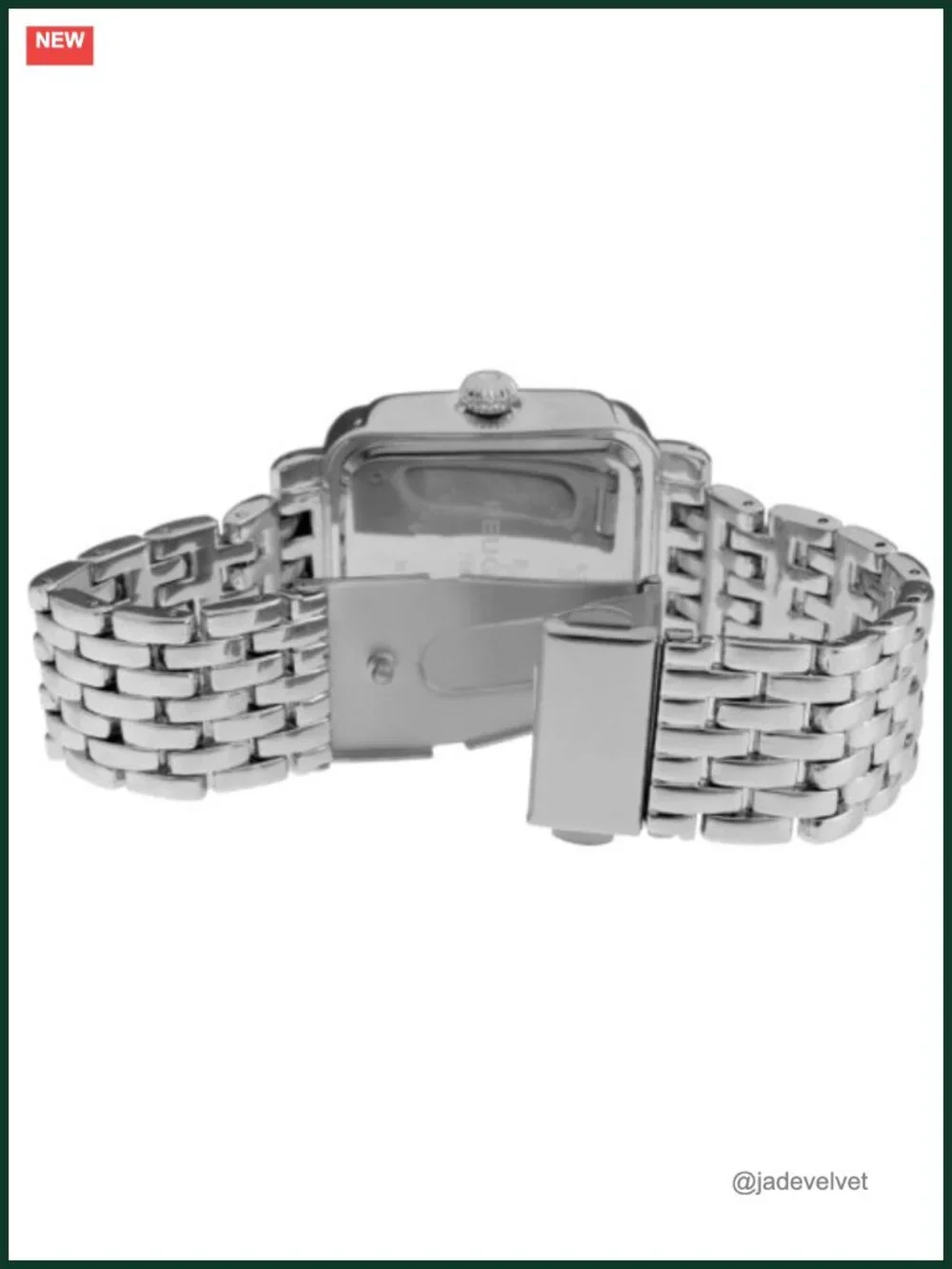 Crystal Bezel Rectangle Roman Numeral Mother of Pearl Dial Bracelet Watch